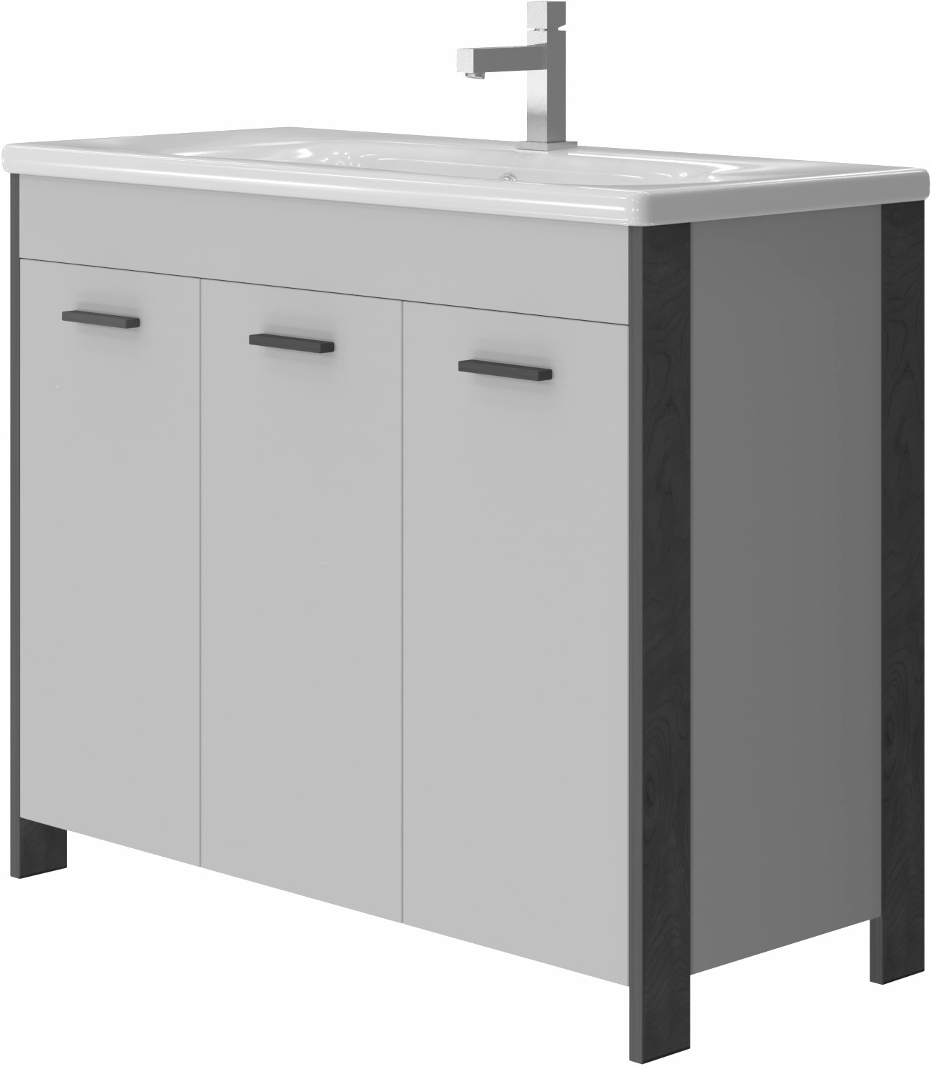 

Тумба JUVENTA Brooklyn Br-100 серая с умывальником Soft-100