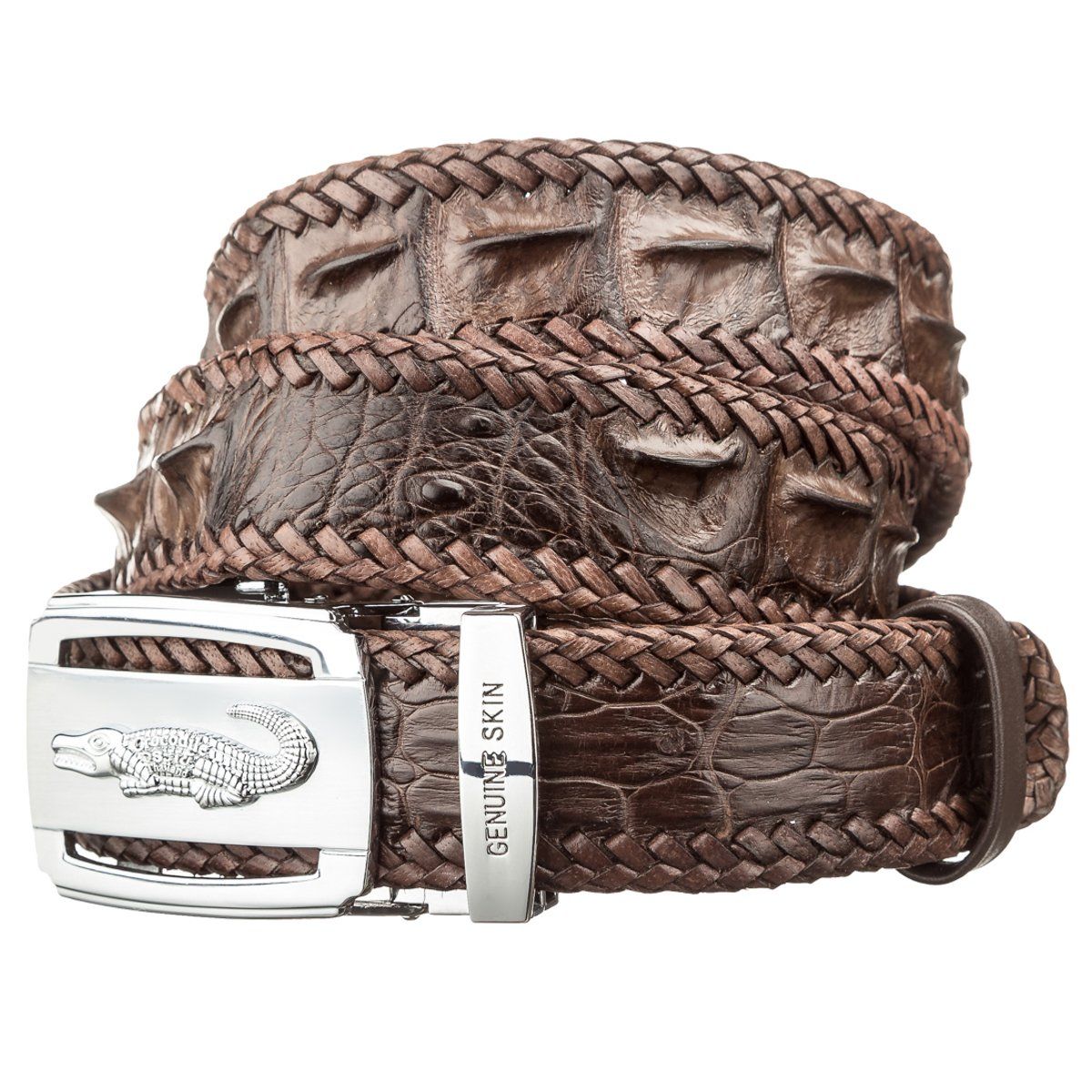 

Ремень CROCODILE LEATHER 18599 из натуральной кожи крокодила Коричневый