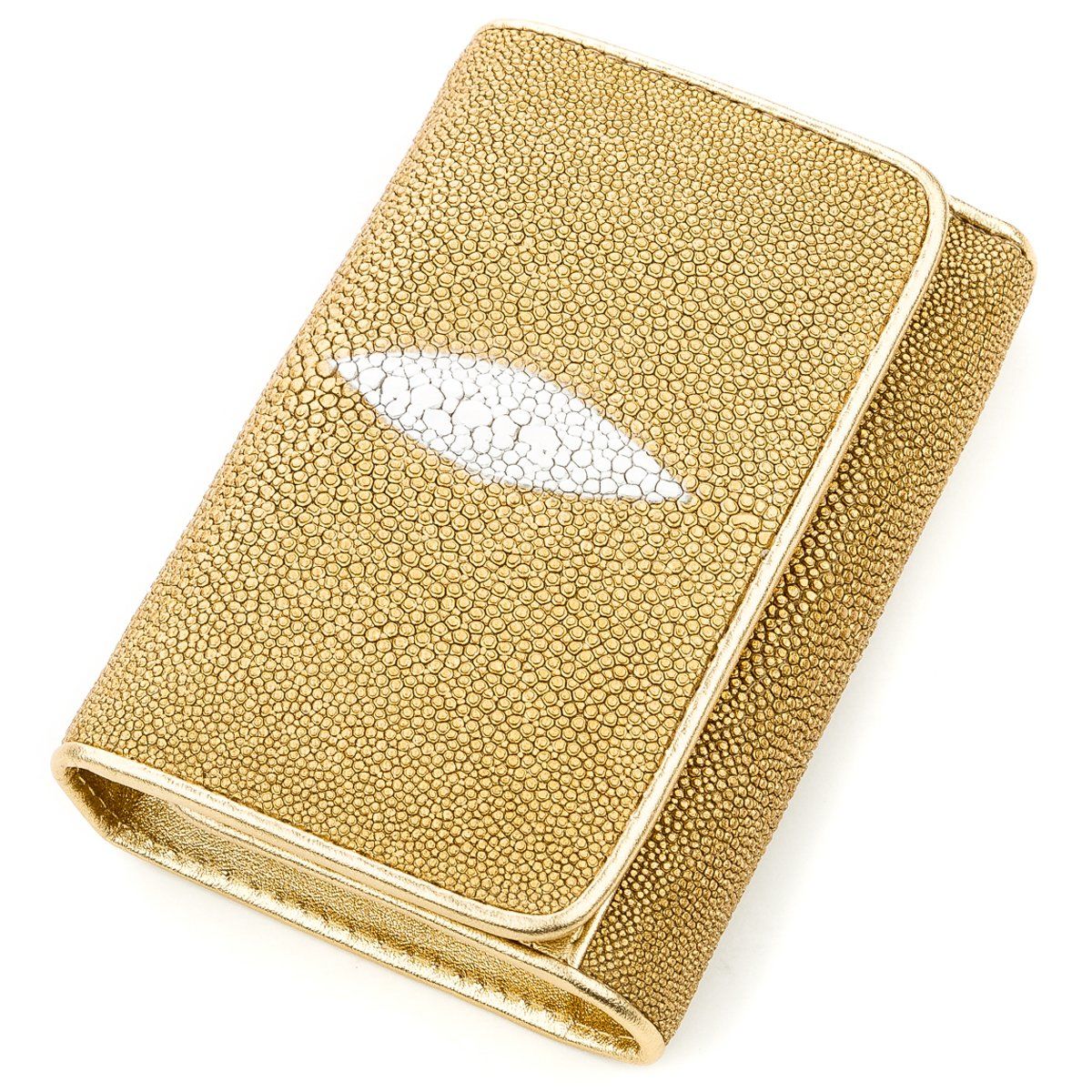 

Вертикальный женский кошелек STINGRAY LEATHER 18639 из натуральной кожи морского ската Золотистый