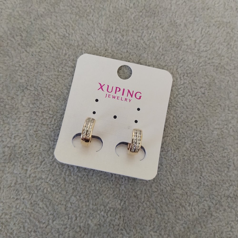 

Серьги Xuping с белыми камнями 4х12мм Позолота 18К, ida31020