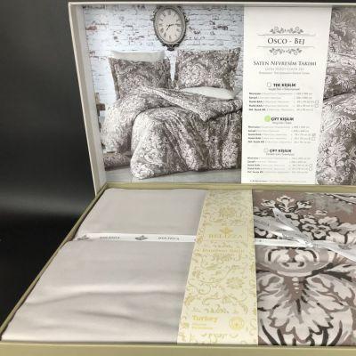 

Постельное белье сатин евро BELIZZA Osco bej