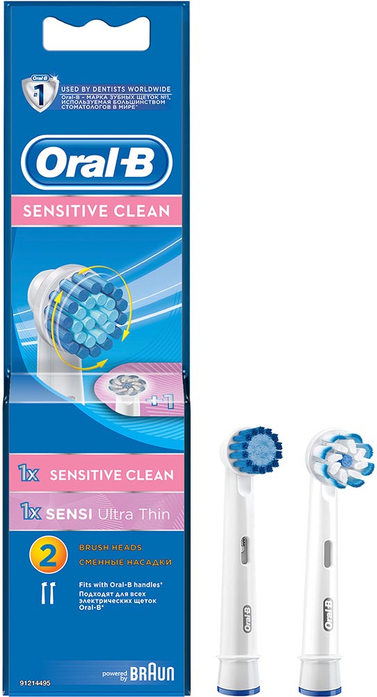 

Насадки к электрической зубной щетке ORAL-B BRAUN2 шт 1 Sensitive Clean и 1 Sensi Ultrathin