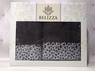 

Подарочный набор полотенец лицо + баня BELIZZA leopar dark brown