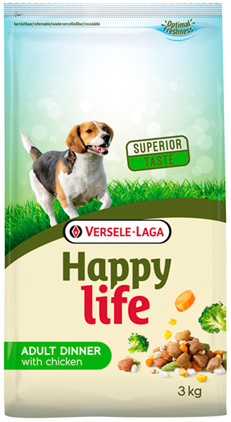 

Cухой корм для взрослых собак Happy Life Взрослый со вкусом курицы 3 кг