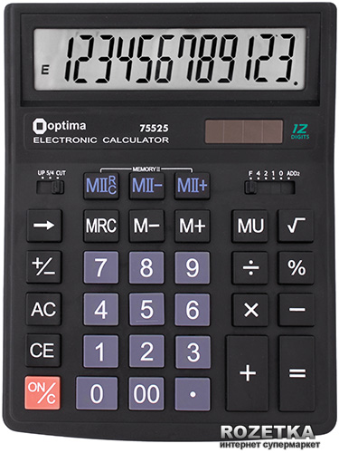 

Калькулятор электронный Optima 12-разрядный (75525)