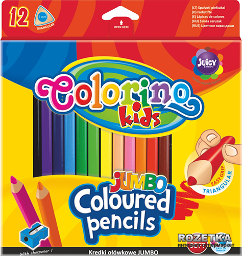 

Карандаши цветные Colorino Jumbo 17.5 см с точилкой 12 цветов (15530PTR/1)