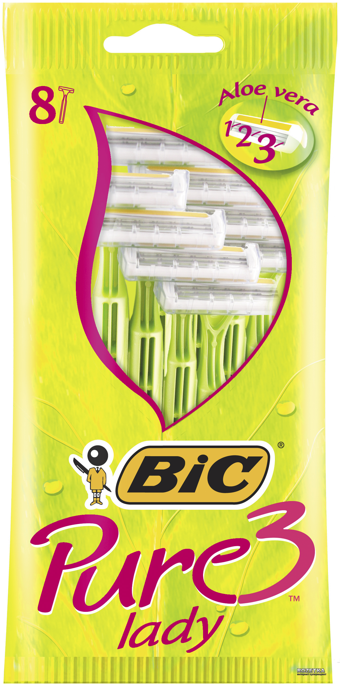 Набор бритв без сменных картриджей BIC Pure 3 Lady 8 шт (3086126726991 ...