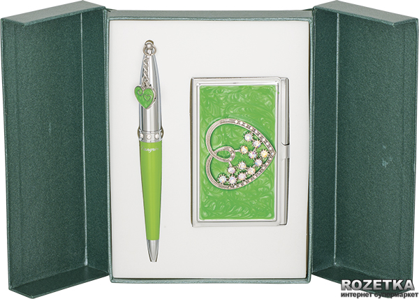 

Набор подарочный (ручка шариковая + визитница) Langres Crystal Heart Зеленый (LS.122008-04)