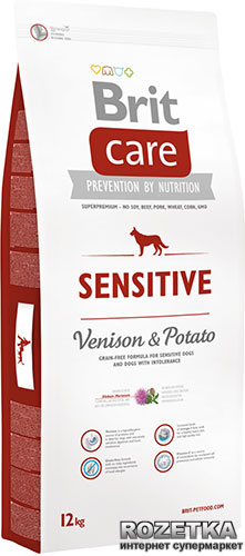 Акция на Сухой корм гипоаллергенный с олениной для собак всех пород Brit Care Sensitive All Breed 12 кг (8595602510801) от Rozetka UA