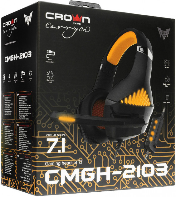 

Наушники Crown CMGH-2103 Orange, USB