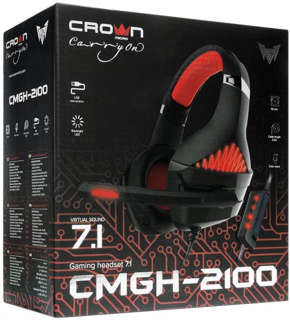 

Наушники Crown CMGH-2100 Red, USB