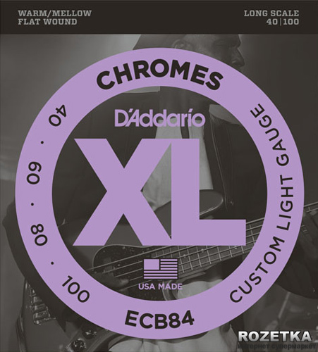 

D'Addario ECB84 XL Chromes Flat Wound Bass Custom Light (40-100)