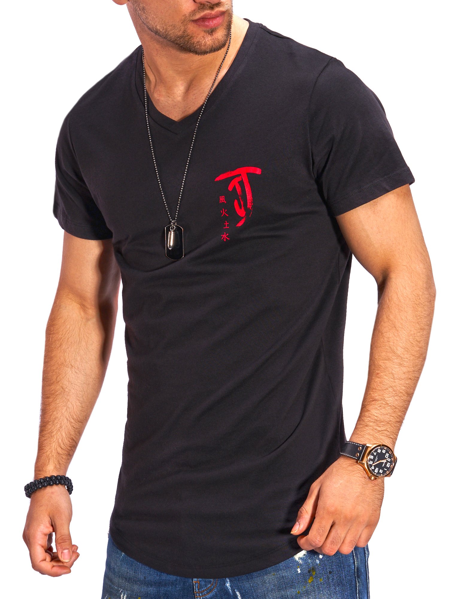 

Футболка Jack & Jones Black/Tango Red M черный