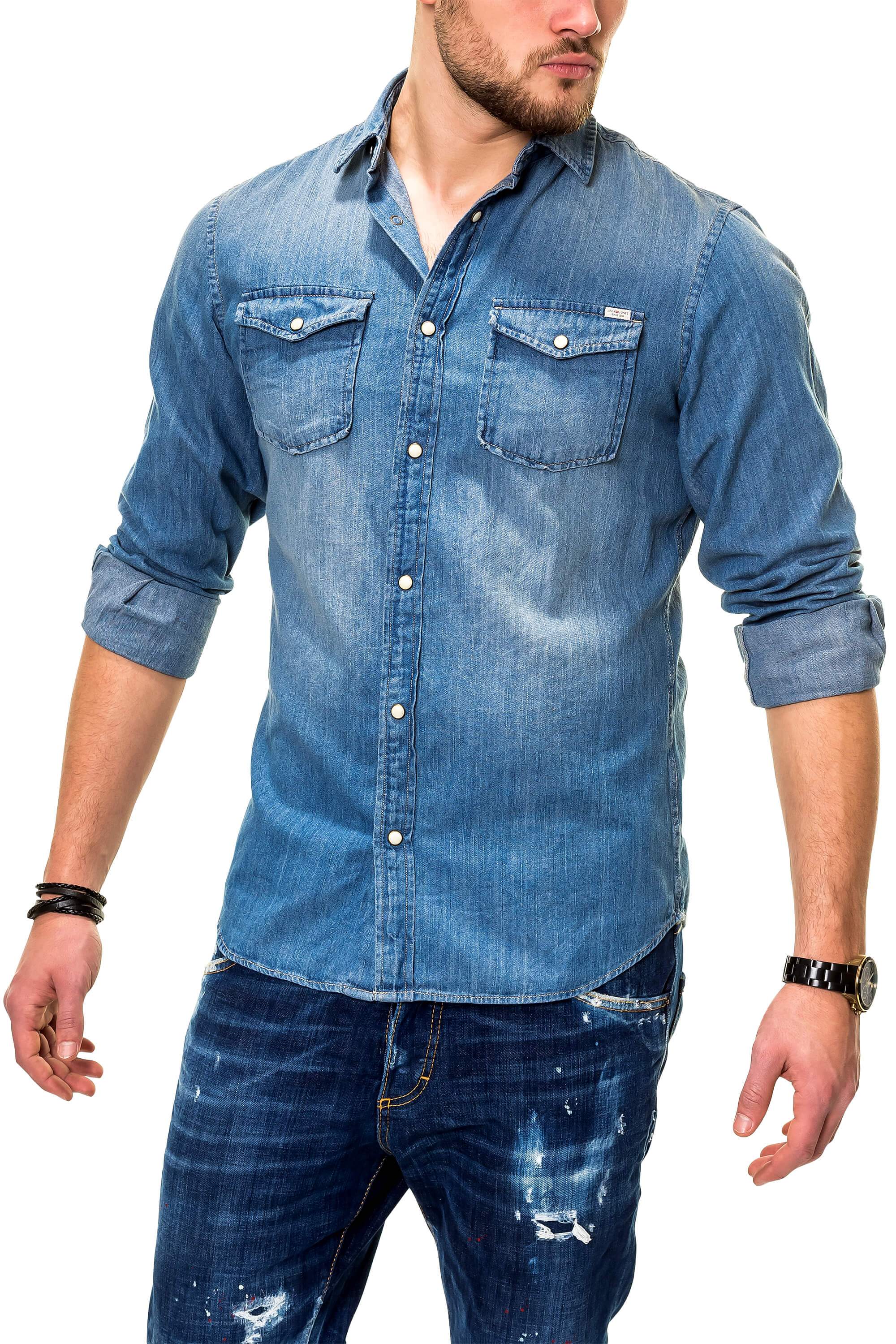 

Рубашка Jack & Jones Medium Blue Denim S голубой