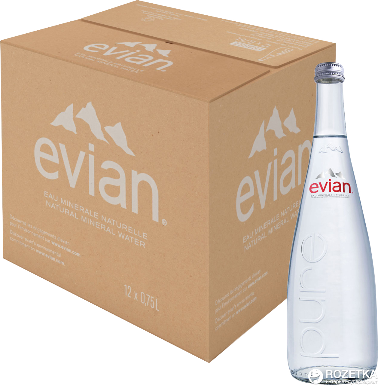 Акція на Упаковка минеральной негазированной воды Evian 0.75 л х 12 бутылок (3068320103389_3068320103433) від Rozetka UA