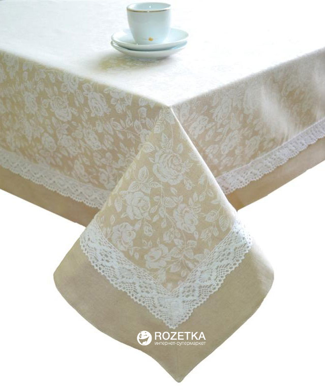 

Скатерть Прованс White Rose с кантом и мережкой 140х140 см