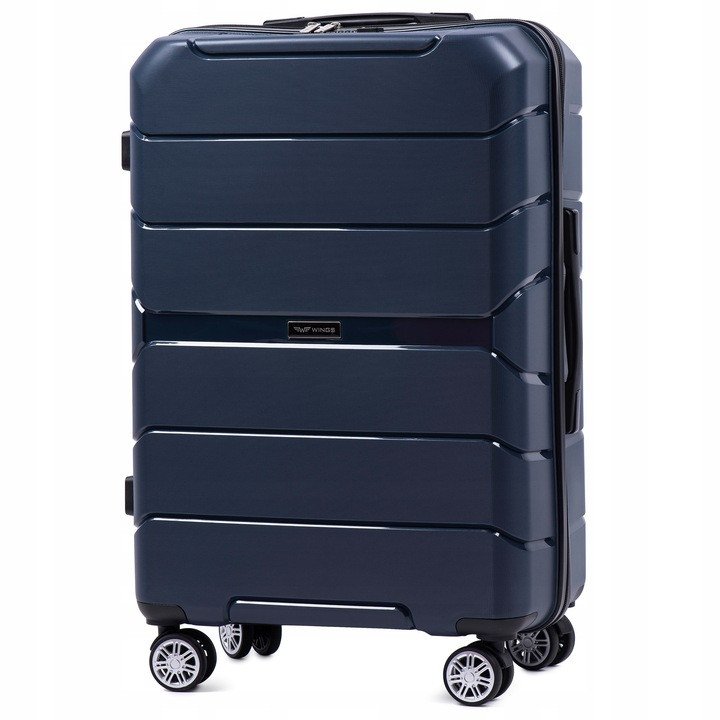 

Средний пластиковый чемодан на 4 колесах WINGS PP05 M (синий / dark blue)
