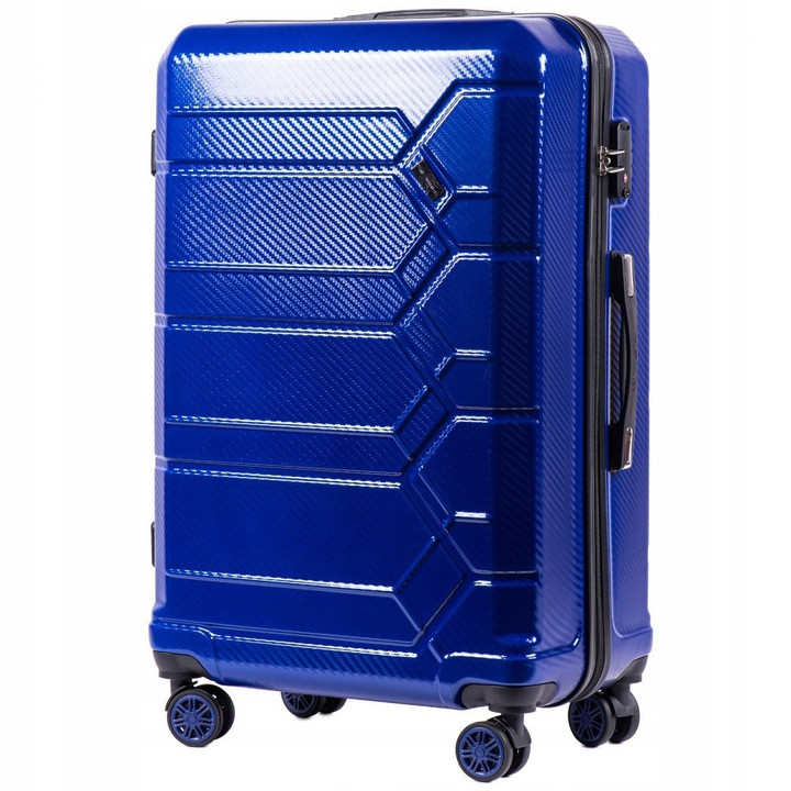 

Средний пластиковый чемодан на 4 колесах WINGS PC185 M (голубой / royal blue)