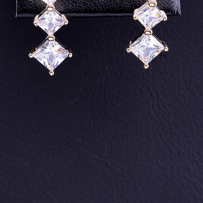 

Серьги 'Big Dipper' Фианит (позолота 18к) 055855