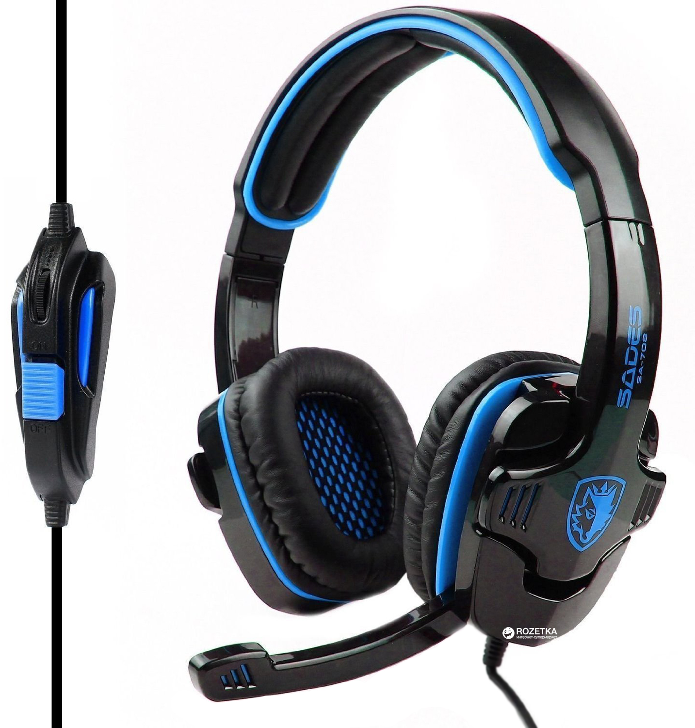 

Наушники Sades SA-708 Stereo Gaming Headphone/Headset with Microphone Black/Blue (SA708-B-BL)