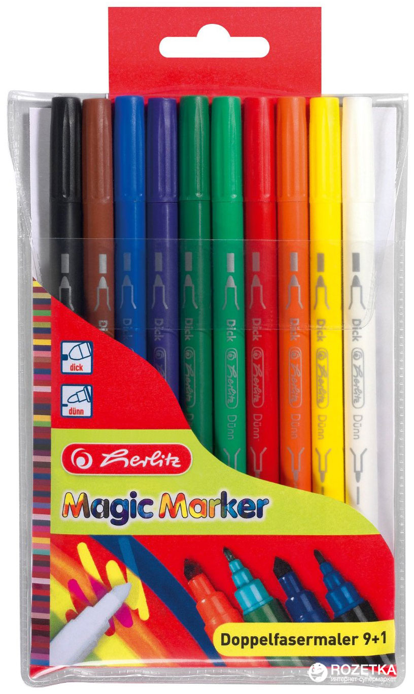 

Фломастеры Herlitz Magic двусторонние 9 цветов + 1 волшебный (8651408)