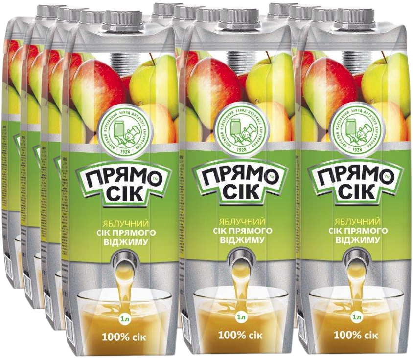 Акція на Упаковка сока прямого отжима Прямосок Яблочный сок 1 л х 12 шт (4820192261975_4820003688342) від Rozetka UA