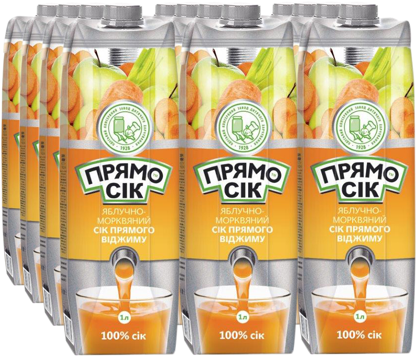 Акція на Упаковка сока прямого отжима Прямосок Яблочно-морковный 1 л х 12 шт (4820003688700_4820003688366) від Rozetka UA