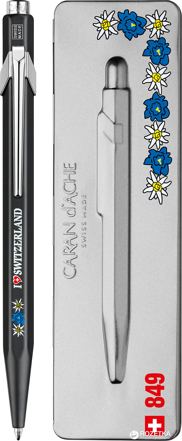 

Ручка шариковая Caran d'Ache 849 Синяя 0.7 мм Totally Swiss Эдельвейс в подарочном футляре (7630002330183)