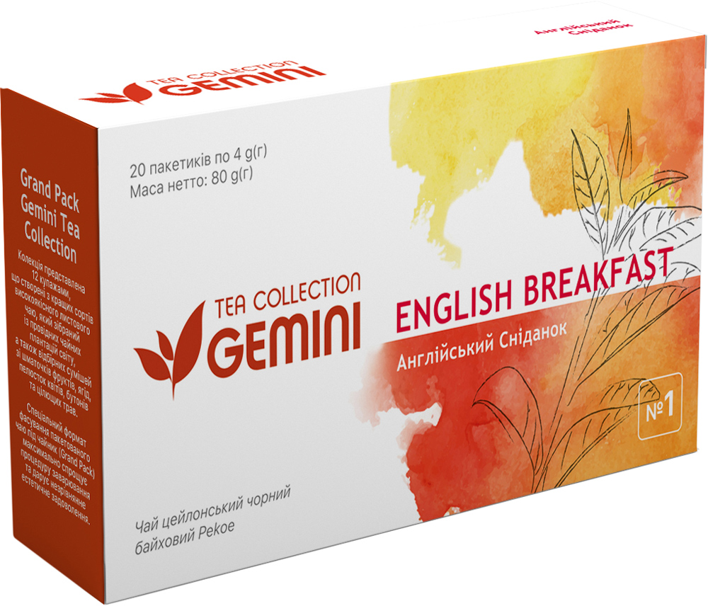 Акція на Чай черный пакетированный Gemini Tea Collection Grand Pack Английский завтрак 4 г х 20 пакетиков (4820156430843) від Rozetka UA