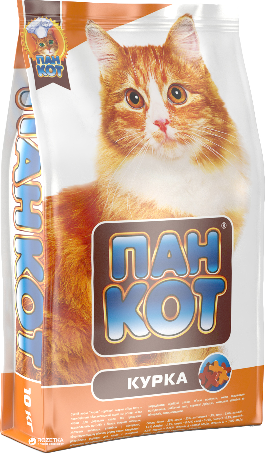 

Сухой корм для кошек Пан Кот Курица 10 кг (4820111140053)