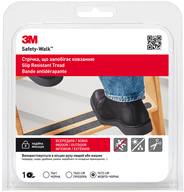

Клейкая антискользящая лента 3M Safety Walk 7660 средней зернистости 25 мм х 5 м Желто-черная (7672)