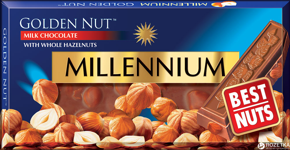 Шоколад Millennium Gold молочный с цельным фундуком 100 г ...