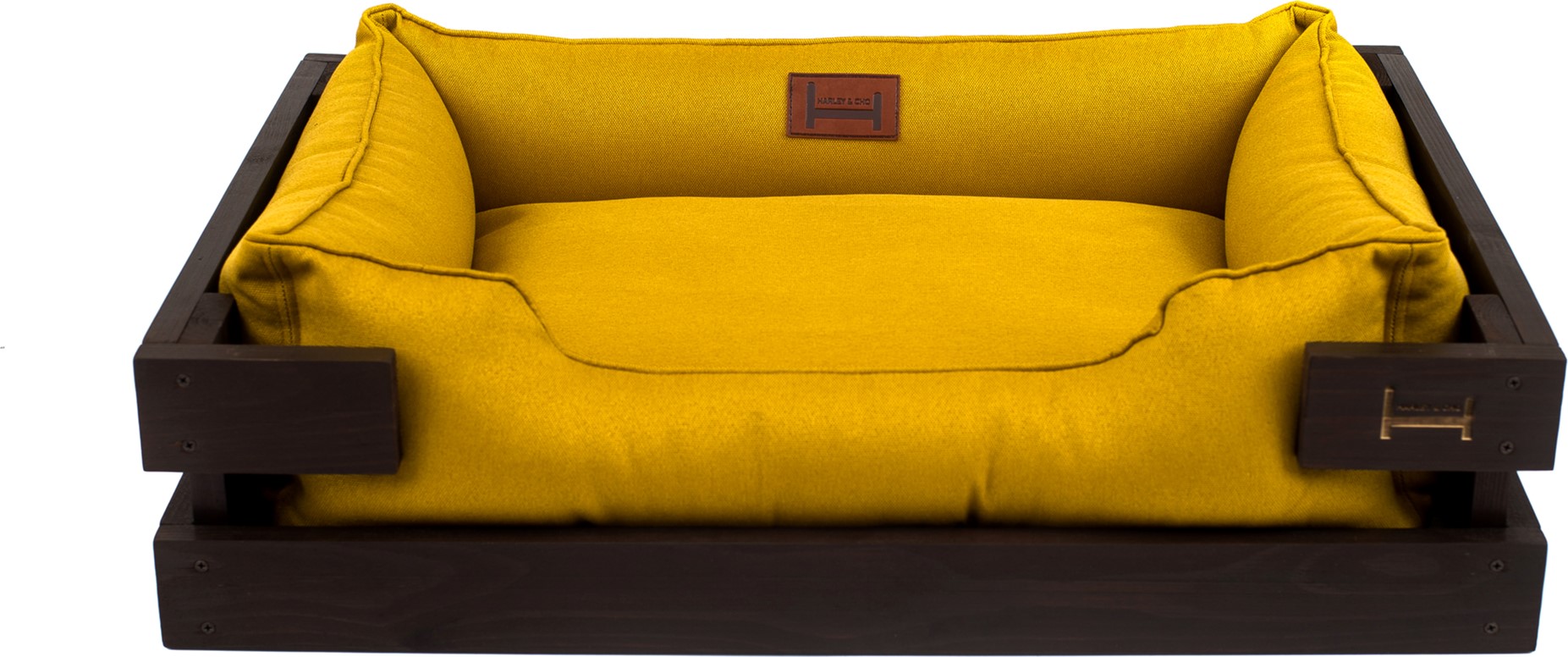 

Лежак для собак Harley and Cho Dreamer 90х60 см в деревянном каркасе Brown/Mustard