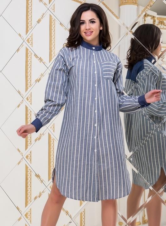 

Платье-рубашка G&M k-52772 - Размер цвет джинсовая полоска, Платье-рубашка G&M k-52772 44-46 Размер цвет джинсовая полоска