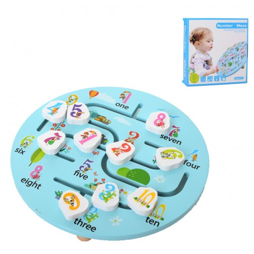 

Деревянный бизиборд-лабиринт Tree Toys Изучаем цифры Английский язык (Монтессори)