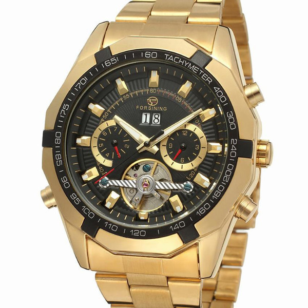 

Механические часы с автоподзаводом FORSINING TEXAS (gold-black)