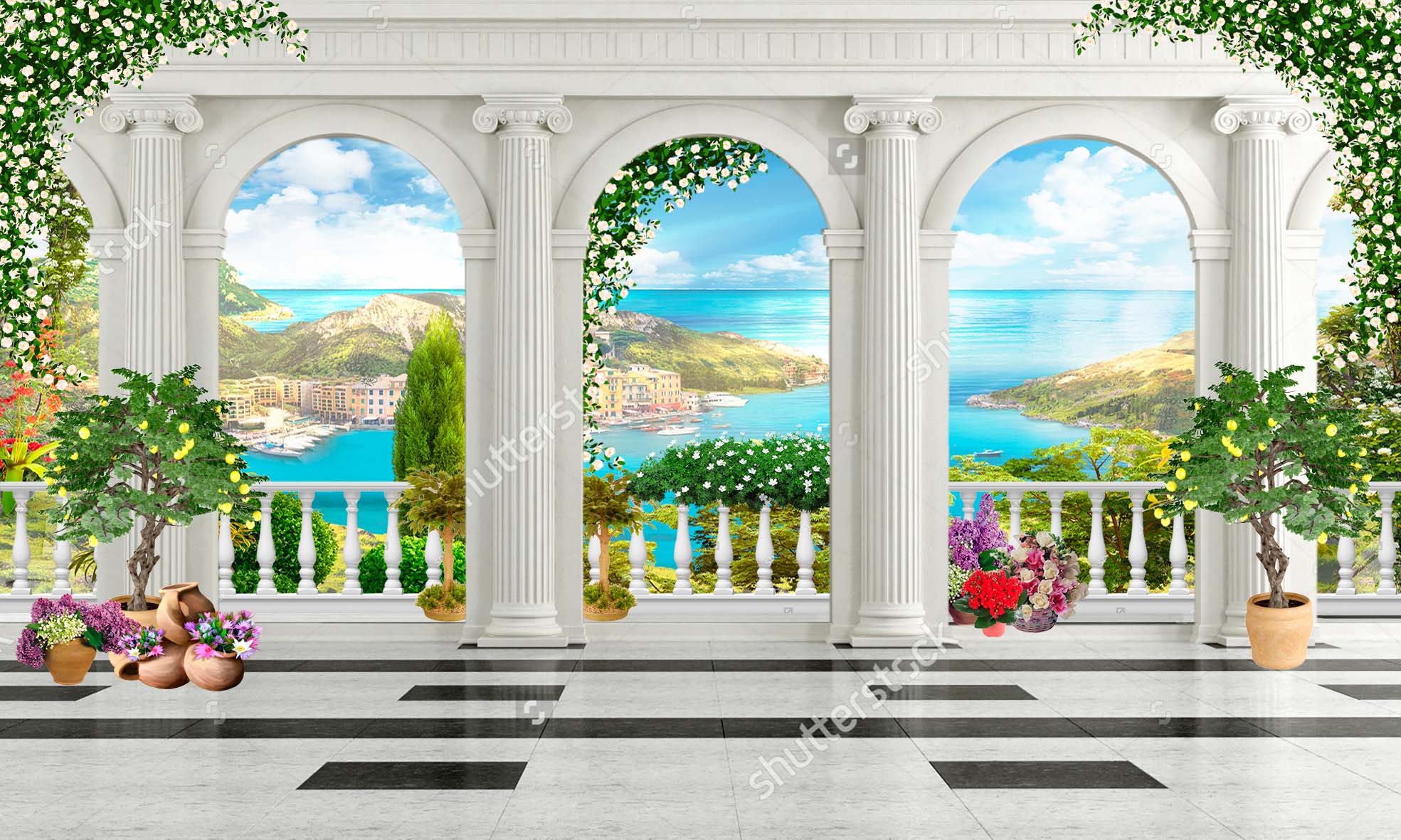 

Фотообои ArtSide Арки и вид на море (138890714) Изморозь