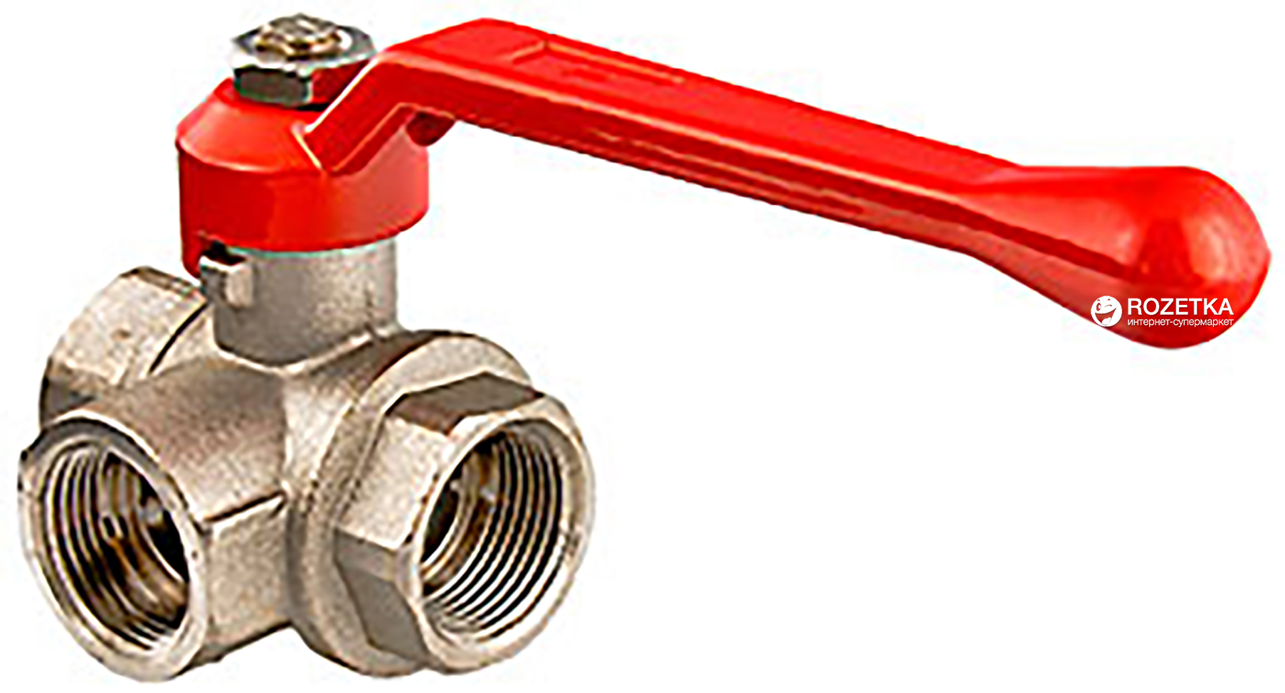 

Кран шаровой VALTEC трехходовой с T-образным каналом 1/2" (VT.361.N.04)