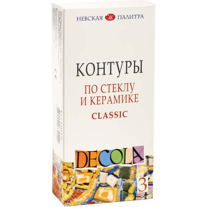 

Контуры акриловые по стеклу и керамике ЗХК Decola набор 3цв по 18мл classic (350905)