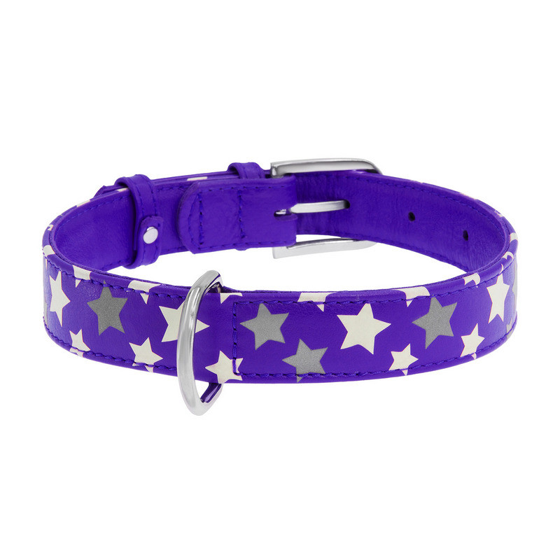 

Ошейник WAUDOG Glamour кожа фиолетовый с узором Звездочка 35869 (4823089301310)