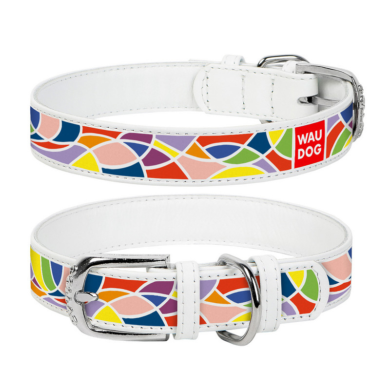 

Ошейник WAUDOG Design Витраж кожа белый 366615 (4823089312958)