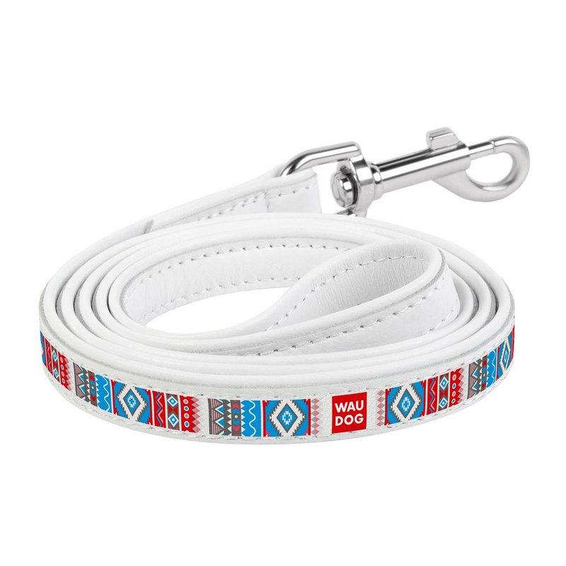 

Поводок WAUDOG Design Этно кожа белый 373915 (4823089310411)
