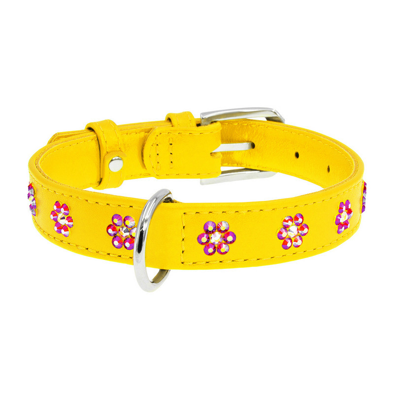 

Ошейник WAUDOG Glamour кожа желтый с клеевыми стразами Цветочек 32848(2032848000001)