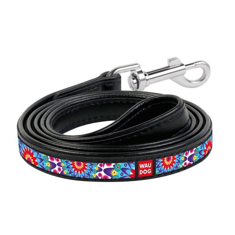 

Поводок WAUDOG Design Цветы кожа черный 37901 (4823089309996)