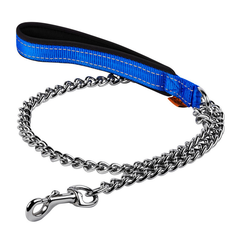 

Поводок-цепь DOG Extreme нейлон синий с прорезиненной ручкой 43062 (4820082494384)
