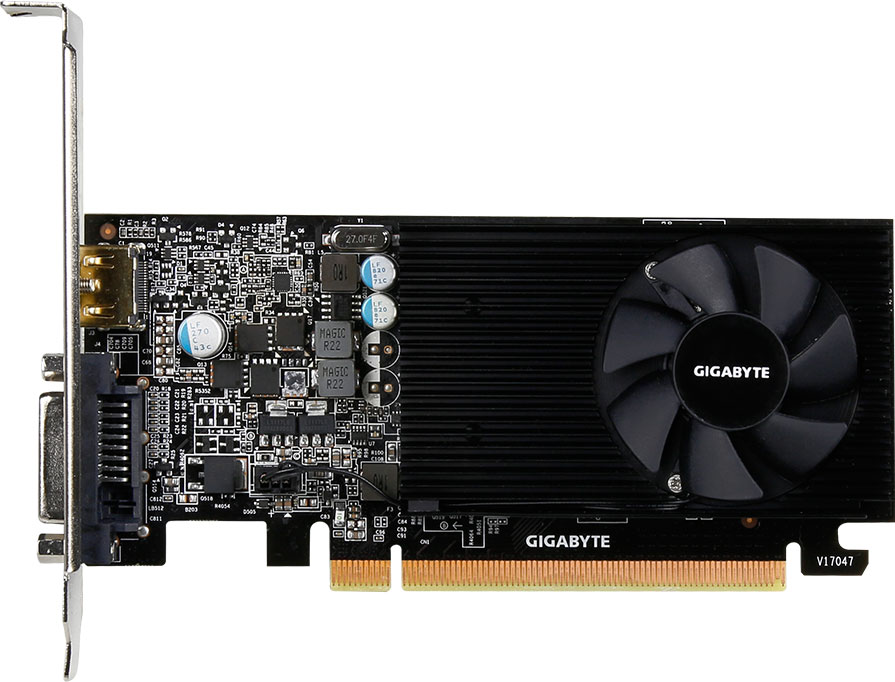 

Gigabyte PCI-Ex GeForce GT 1030 Low Profile 2GB GDDR5 (64bit) (1227/6008) (DVI, HDMI) (GV-N1030D5-2GL)