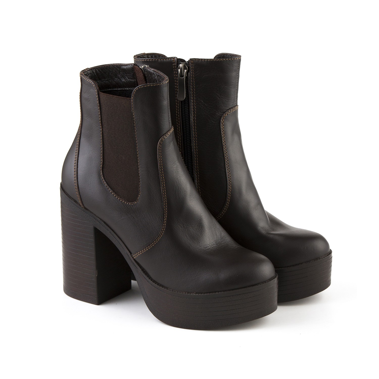 

Коричневые женские ботинки на резинке и толстой подошве VM-Villomi Весна-Осень 40 (714-01kor)