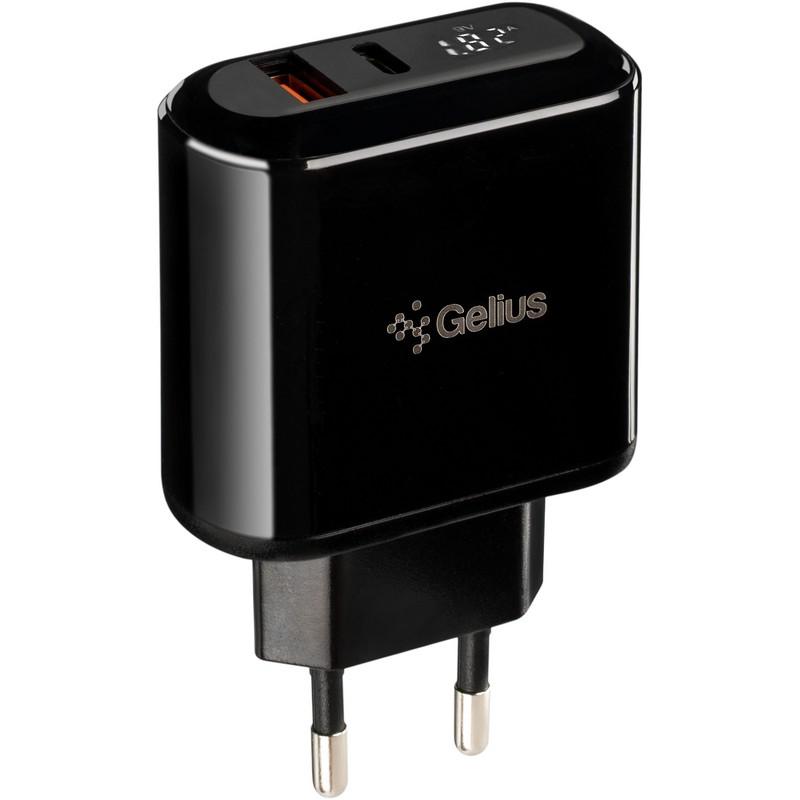 

Адаптер сетевой 1USB Type-C Gelius Pro Zion QC3.0 PD2.0 18W LCD 3A Black GP-HC010