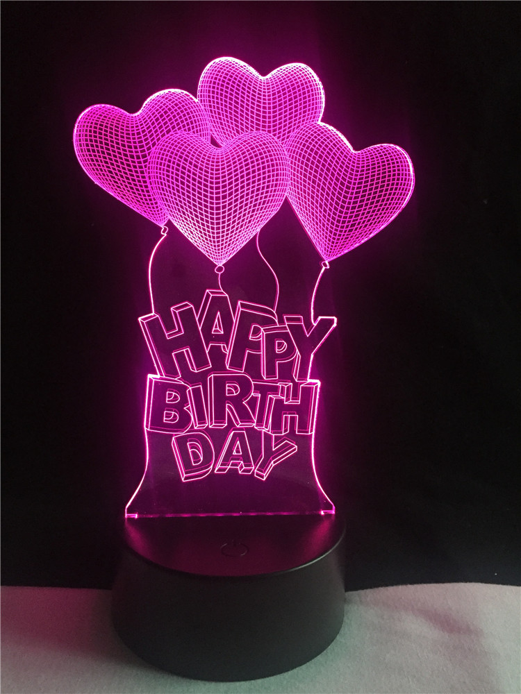 

3D-лампа ночник с пультом Lumen Happy Birthday