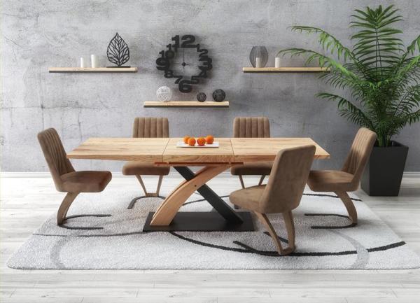 

Обеденный стол Halmar Sandor 3 160-220x90x77 см Дуб золотой / Чёрный